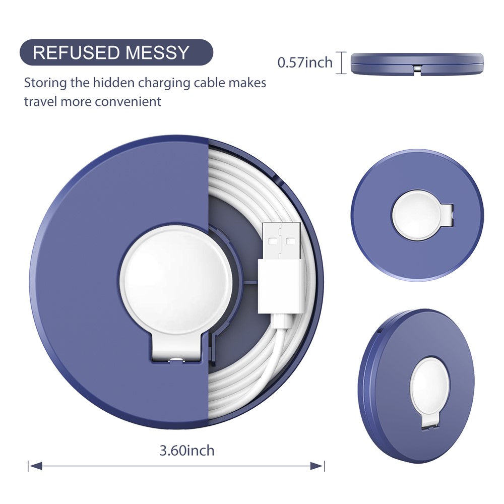 QS-03 Tragbare Folding Wireless Ladegerät Kabel Wicker Stand Dock Für Samsung Galaxy Watch Active / Active2 / Watch3 - Blau-6