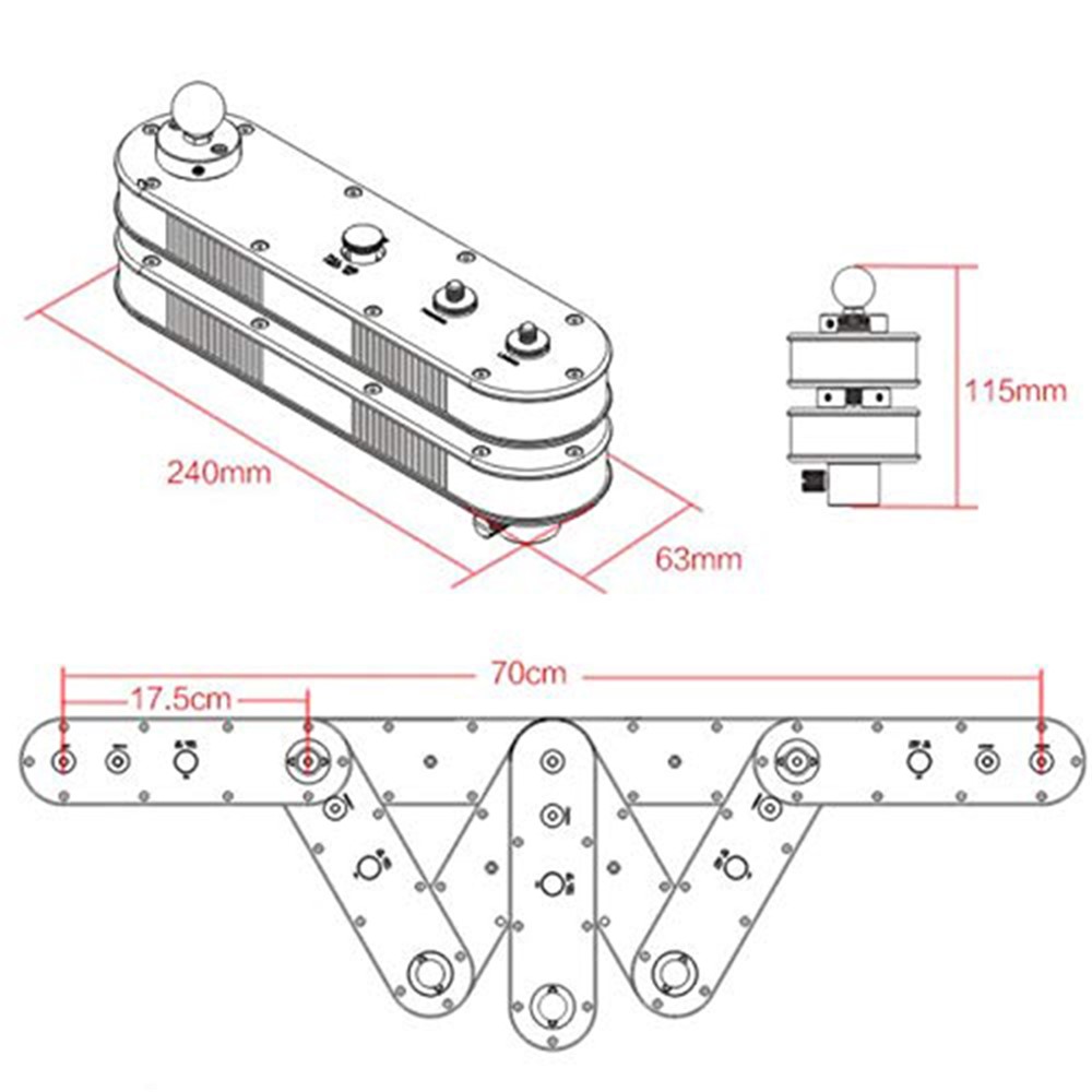 Mini Camera Track Slide Rail Crane Jib 4X Extention Distance 24cm to 70cm-3