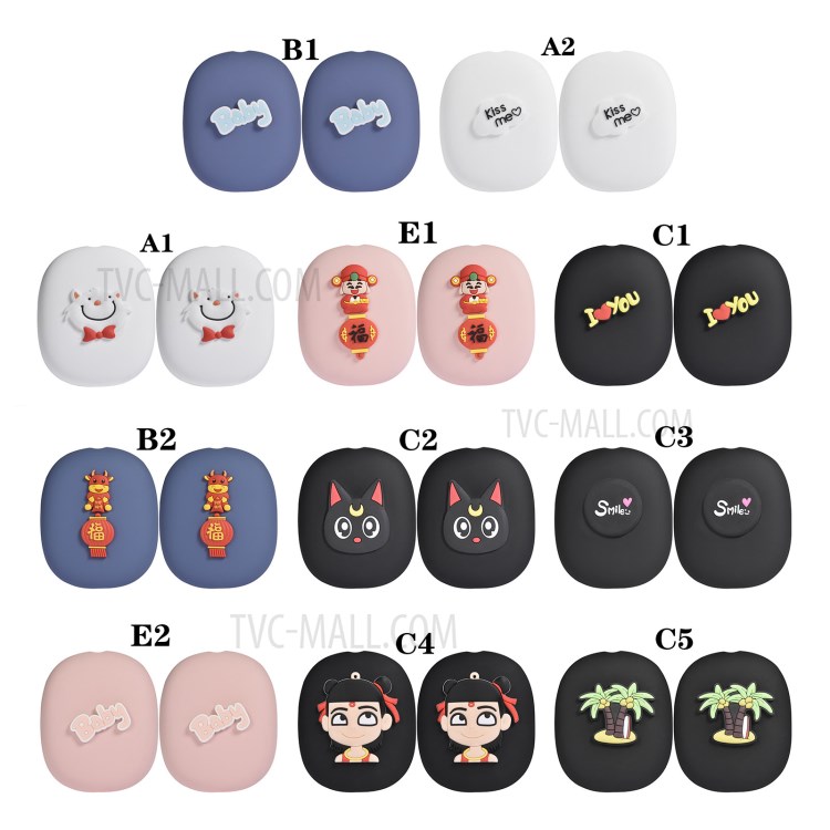 Silicone Cartoon Earmuff Protective Cover for AirPods Max Bluetooth Headset - Baby Blue + Cow-12