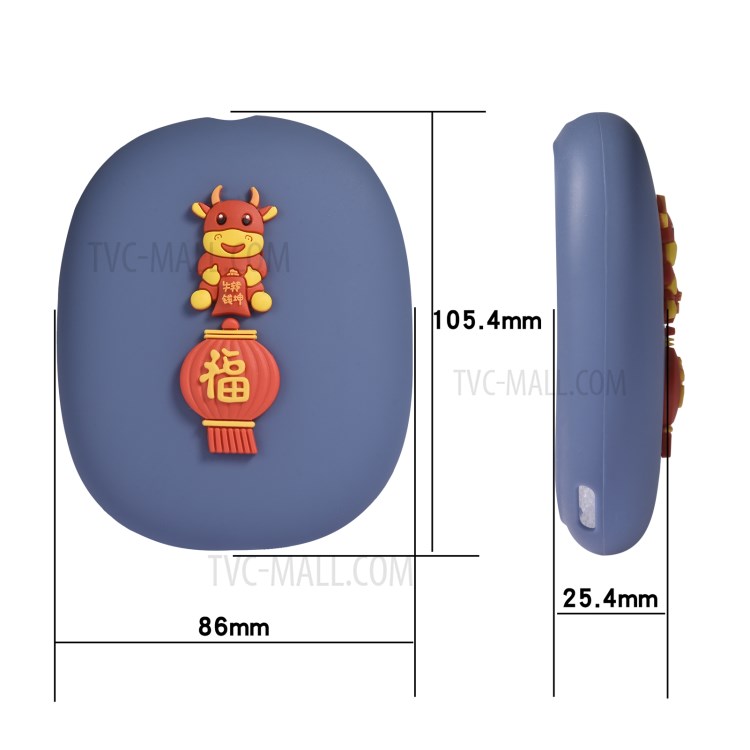 Silicone Cartoon Earmuff Protective Cover for AirPods Max Bluetooth Headset - Baby Blue + Cow-2