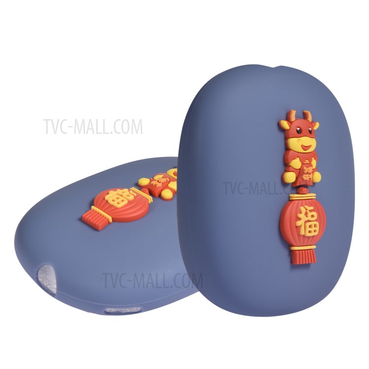 Silicone Cartoon Earmuff Protective Cover for AirPods Max Bluetooth Headset - Baby Blue + Cow-4
