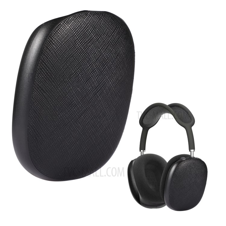 Genuine Leather Cross Texture Headphone Protective Case Cover for Airpods Max - Black-3