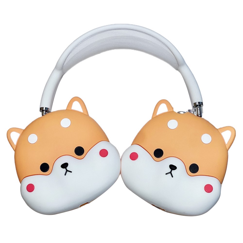 For AirPods Max with USB-C / Max 1 Pair Cartoon Design Silicone Earmuff Shell Headphone Protective Cover - Dog