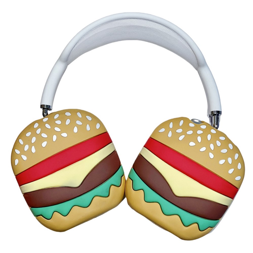 For AirPods Max with USB-C / Max 1 Pair Cartoon Design Silicone Earmuff Shell Headphone Protective Cover - Hamburger