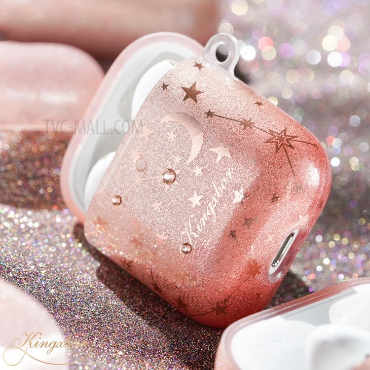 KINGXBAR Star Moon Series Protective Case Earphone Cover for Apple AirPods Pro - Rose Gold-2