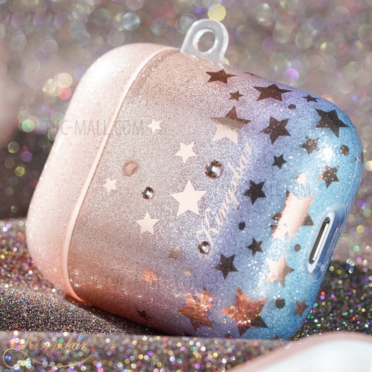 KINGXBAR Star Moon Series Protective Case Earphone Cover for Apple AirPods Pro - Rose Gold / Blue-2