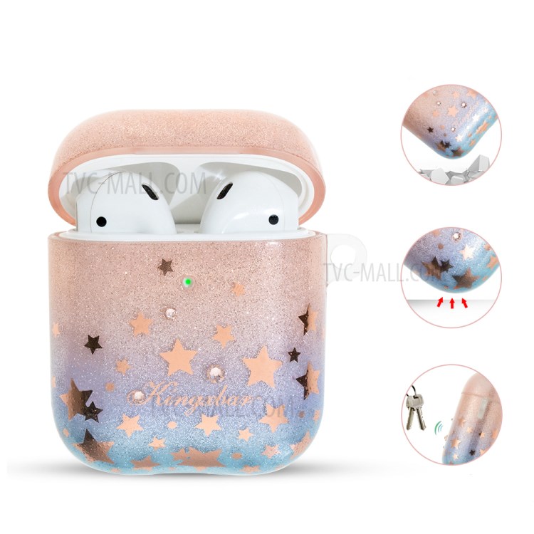 KINGXBAR Star Moon Series Protective Case Earphone Cover for Apple AirPods Pro - Rose Gold / Blue-3