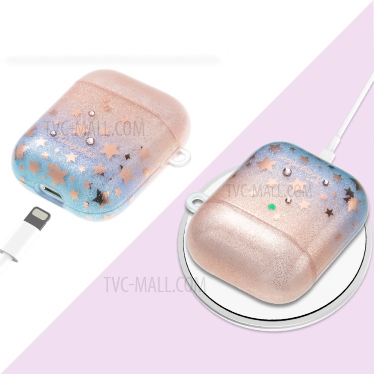 KINGXBAR Star Moon Series Protective Case Earphone Cover for Apple AirPods Pro - Rose Gold / Blue-4