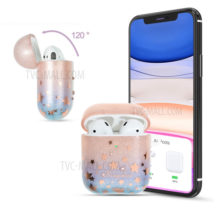 KINGXBAR Star Moon Series Protective Case Earphone Cover for Apple AirPods Pro - Rose Gold / Blue-5