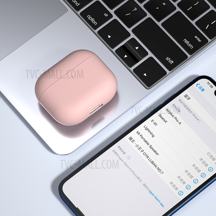BENKS Solid Color Liquid Silicone + PC Bluetooth Earphone Protective Case Cover for AirPods Pro - Pink-5