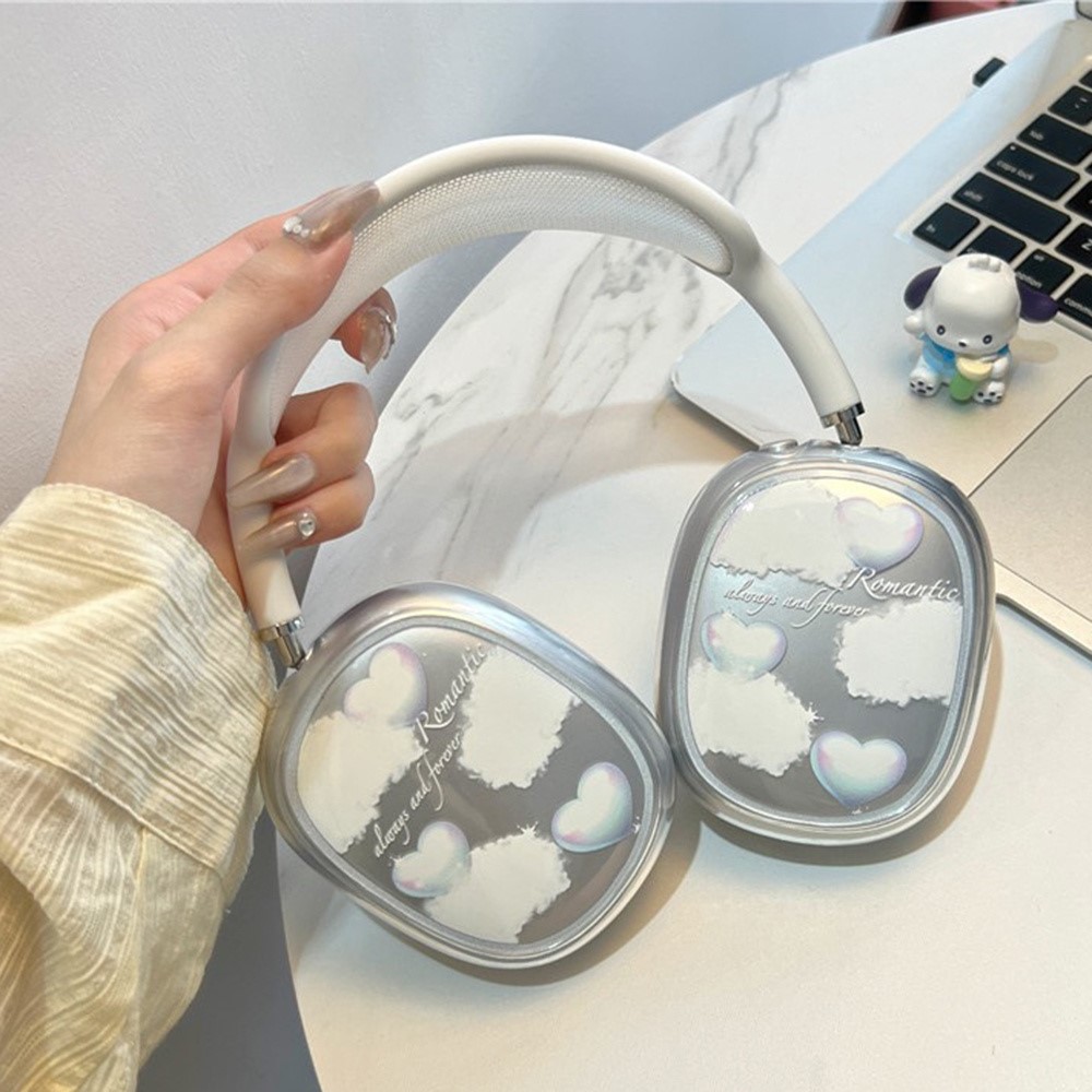 1Pair Protective Case for AirPods Max with USB-C / Max Headphone Drop-Resistance TPU Sleeve - Cloud Heart