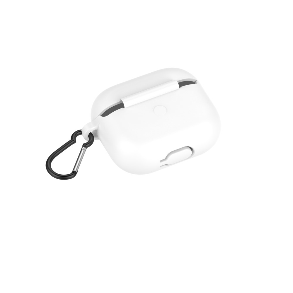 Solid Color Silicone Earphone Cover Protector for Apple AirPods Pro 4 - White-3