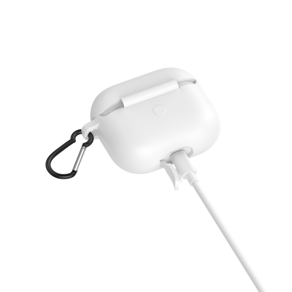 Solid Color Silicone Earphone Cover Protector for Apple AirPods Pro 4 - White-4