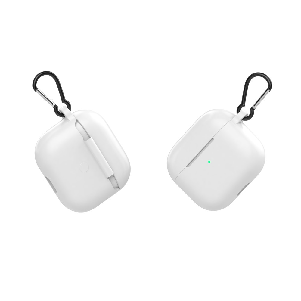 Solid Color Silicone Earphone Cover Protector for Apple AirPods Pro 4 - White-5