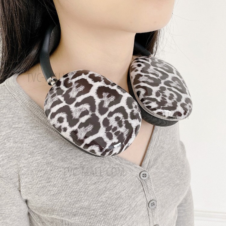 Pattern Printing Soft Silicone Headphone Protective Case Shell for Airpods Max - White Leopard-2
