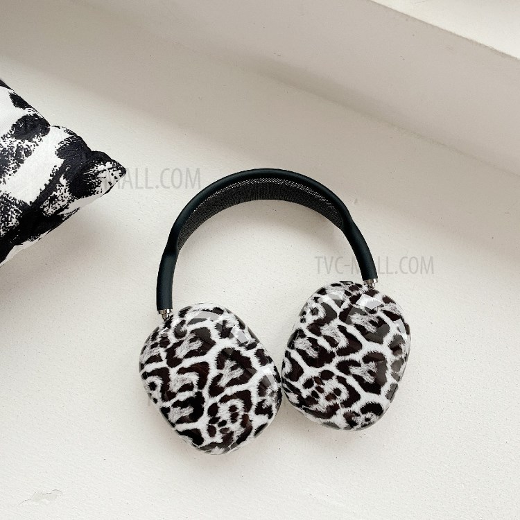 Pattern Printing Soft Silicone Headphone Protective Case Shell for Airpods Max - White Leopard-3
