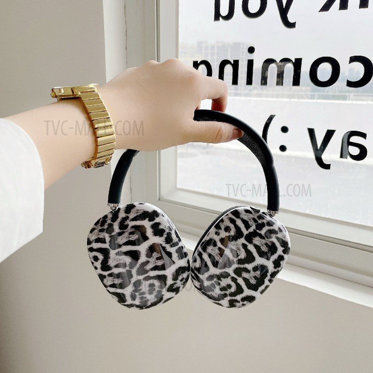 Pattern Printing Soft Silicone Headphone Protective Case Shell for Airpods Max - White Leopard-4