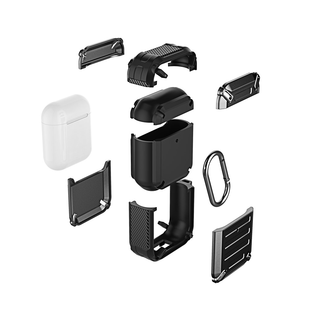 TPU + PC Écouteurs Antichoc Coiffe De Protection Case De Protection Pour AirPods Apple Avec Étui De Charge Sans Fil (2019) / Airpods Apple Avec Étui De Charge (2019) - Noir-11