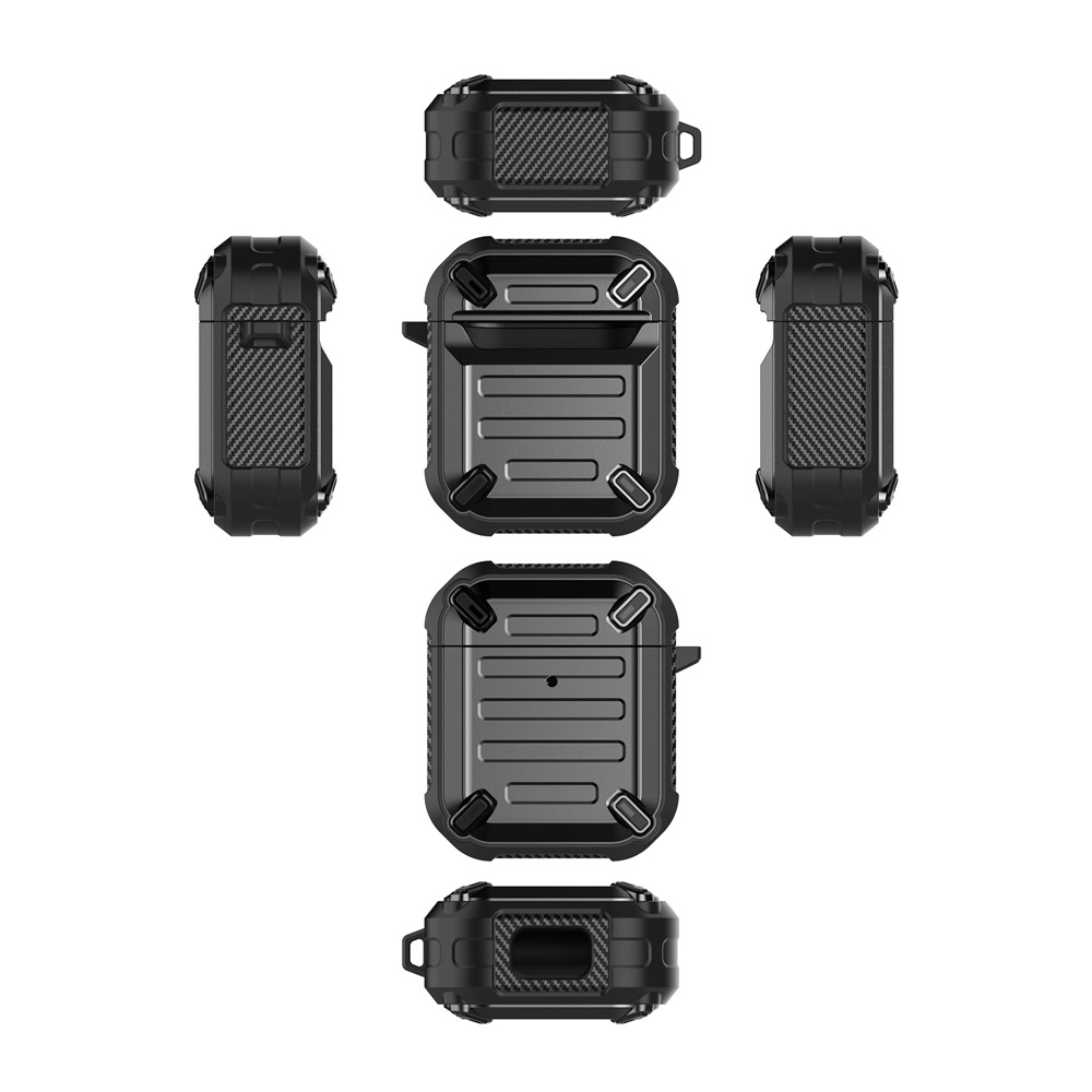TPU + PC Écouteurs Antichoc Coiffe De Protection Case De Protection Pour AirPods Apple Avec Étui De Charge Sans Fil (2019) / Airpods Apple Avec Étui De Charge (2019) - Noir-2