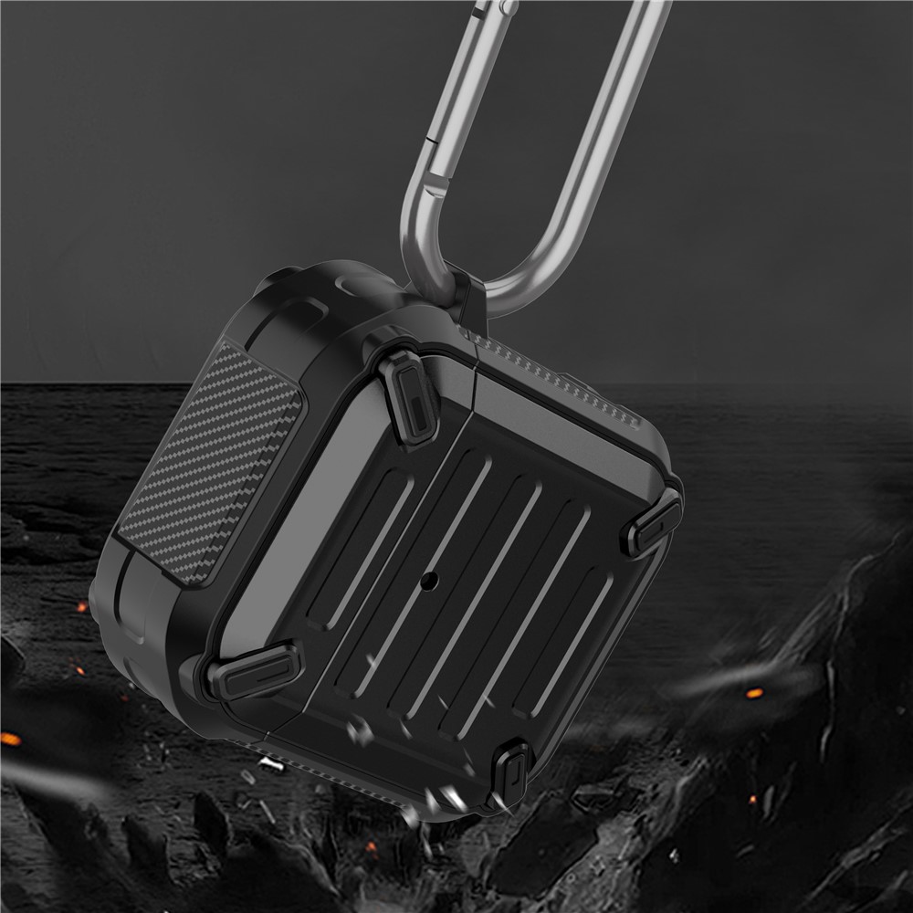 TPU + PC Écouteurs Antichoc Coiffe De Protection Case De Protection Pour AirPods Apple Avec Étui De Charge Sans Fil (2019) / Airpods Apple Avec Étui De Charge (2019) - Noir-3