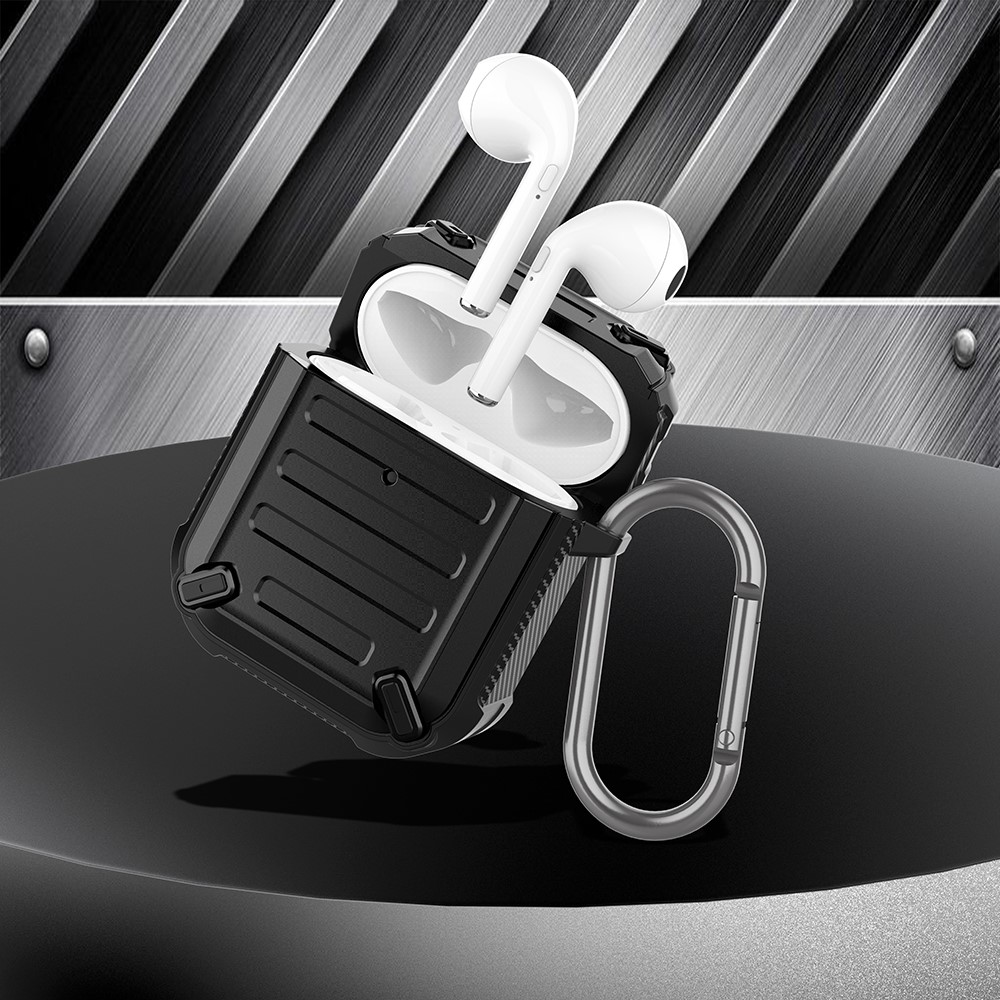 TPU + PC Écouteurs Antichoc Coiffe De Protection Case De Protection Pour AirPods Apple Avec Étui De Charge Sans Fil (2019) / Airpods Apple Avec Étui De Charge (2019) - Noir-5