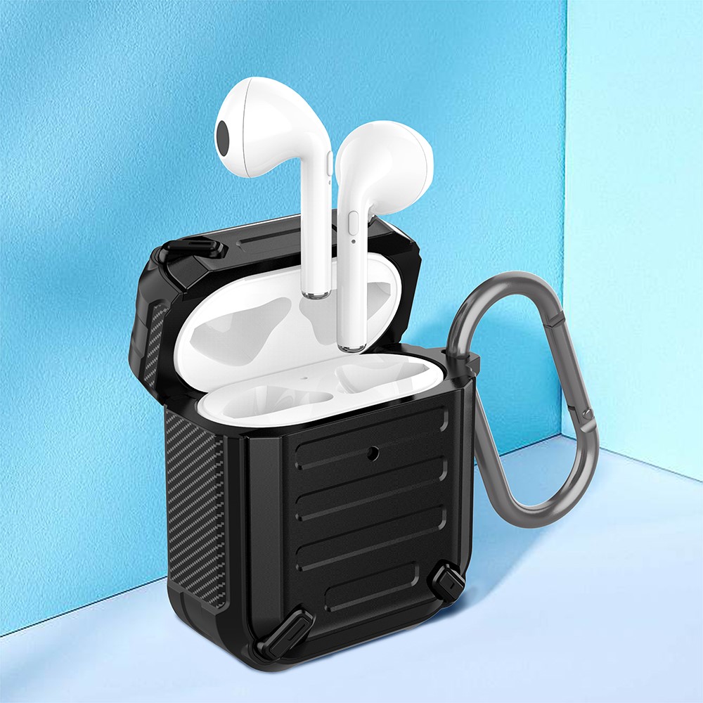 TPU + PC Écouteurs Antichoc Coiffe De Protection Case De Protection Pour AirPods Apple Avec Étui De Charge Sans Fil (2019) / Airpods Apple Avec Étui De Charge (2019) - Noir-6