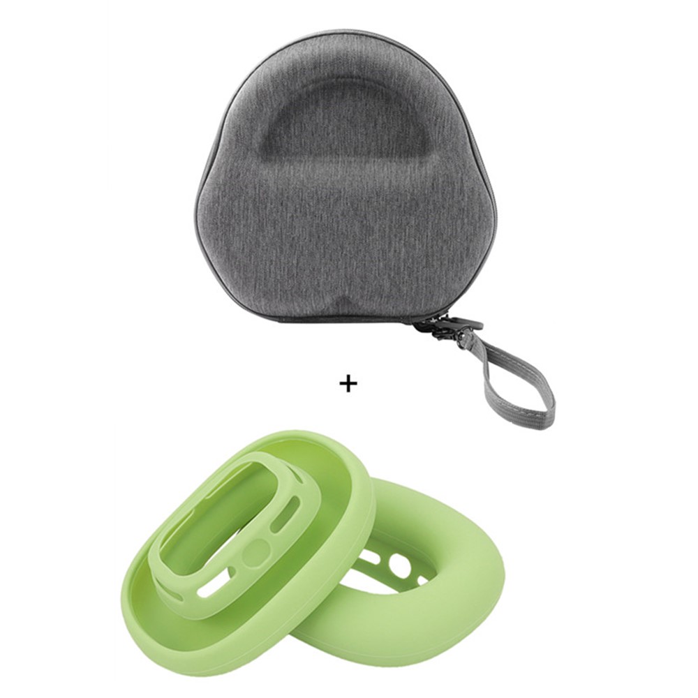 For AirPods Max with USB-C / Max EVA Storage Bag Headphone Carrying Case with 1 Pair Earpad Silicone Case - Matcha Green