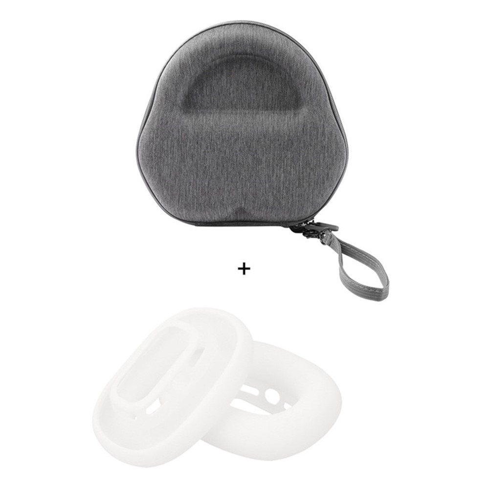 For AirPods Max with USB-C / Max EVA Storage Bag Headphone Carrying Case with 1 Pair Earpad Silicone Case - White