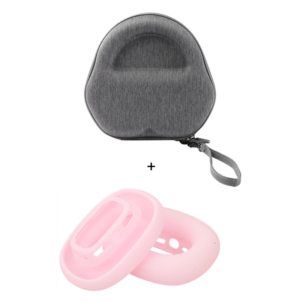 For AirPods Max with USB-C / Max EVA Storage Bag Headphone Carrying Case with 1 Pair Earpad Silicone Case - Pink