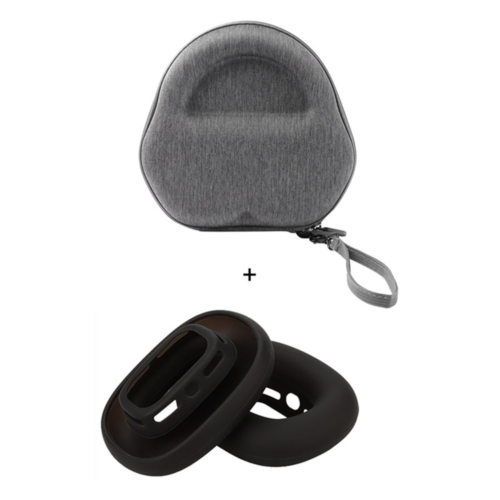 For AirPods Max with USB-C / Max EVA Storage Bag Headphone Carrying Case with 1 Pair Earpad Silicone Case - Black