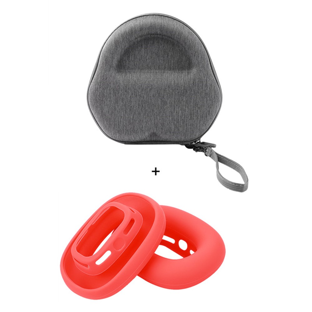 For AirPods Max with USB-C / Max EVA Storage Bag Headphone Carrying Case with 1 Pair Earpad Silicone Case - Red