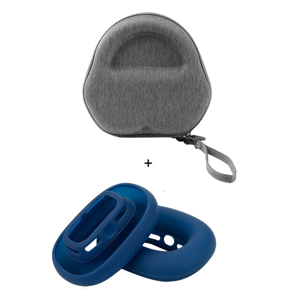 For AirPods Max with USB-C / Max EVA Storage Bag Headphone Carrying Case with 1 Pair Earpad Silicone Case - Dark Blue