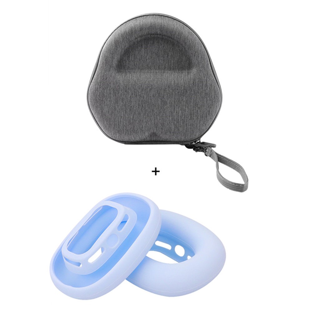 For AirPods Max with USB-C / Max EVA Storage Bag Headphone Carrying Case with 1 Pair Earpad Silicone Case - Sky Blue