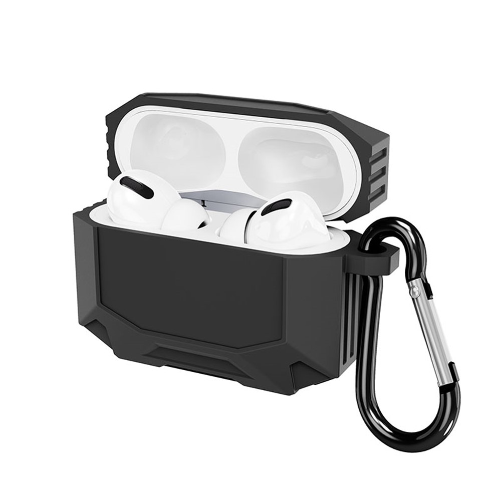 DIROSE A19 Drop Proof Protective Soft Skin Silicone Earphone Case Support Wireless Charging Case with Anti-Lost Ear Hook for AirPods Pro - Black-2