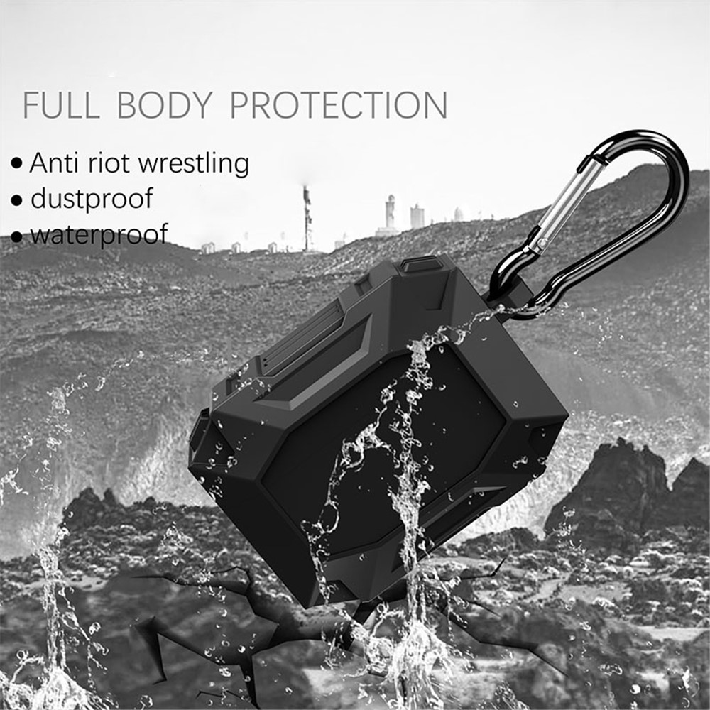 DIROSE A19 Drop Proof Protective Soft Skin Silicone Earphone Case Support Wireless Charging Case with Anti-Lost Ear Hook for AirPods Pro - Black-3