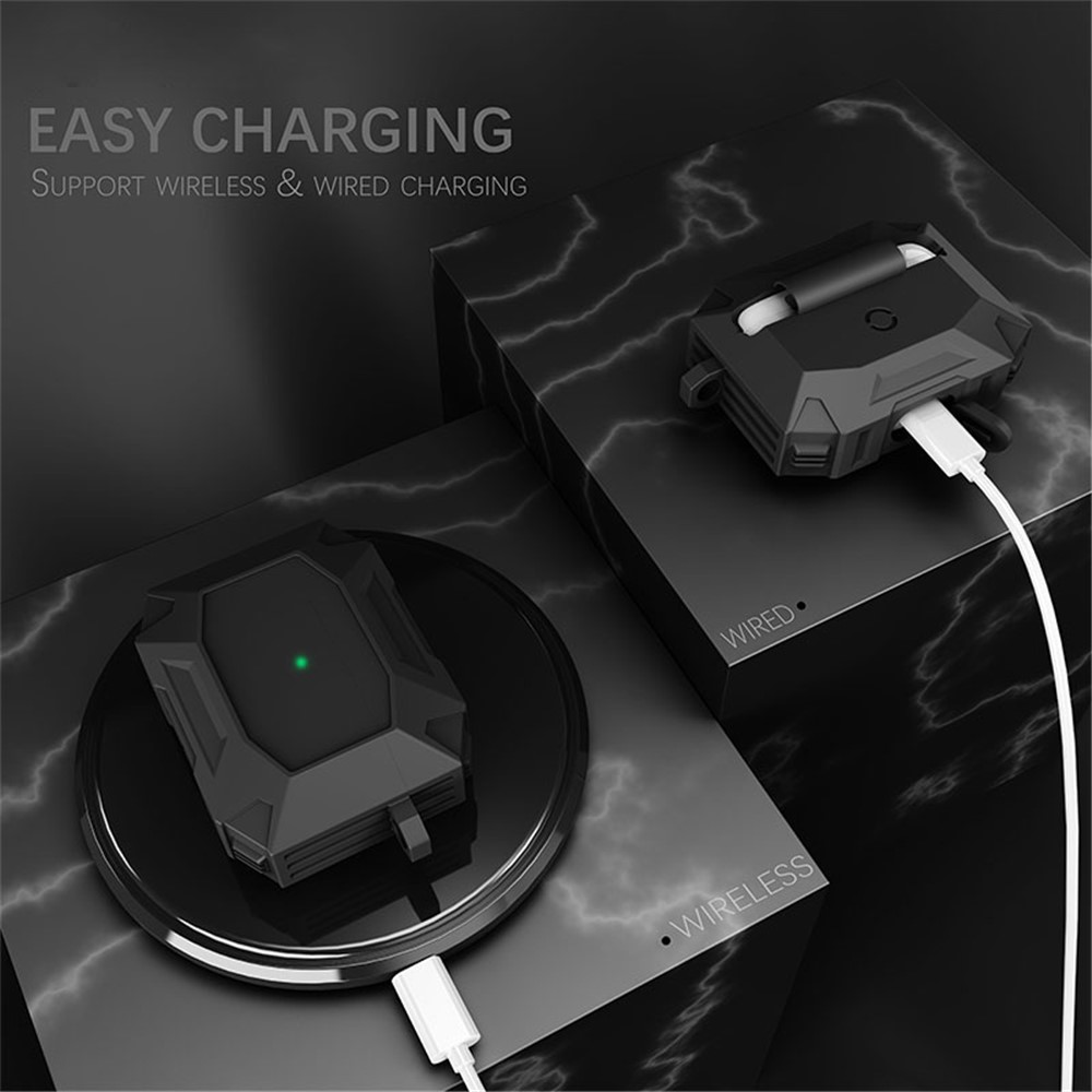 DIROSE A19 Drop Proof Protective Soft Skin Silicone Earphone Case Support Wireless Charging Case with Anti-Lost Ear Hook for AirPods Pro - Black-4