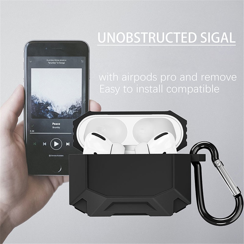 DIROSE A19 Drop Proof Protective Soft Skin Silicone Earphone Case Support Wireless Charging Case with Anti-Lost Ear Hook for AirPods Pro - Black-5