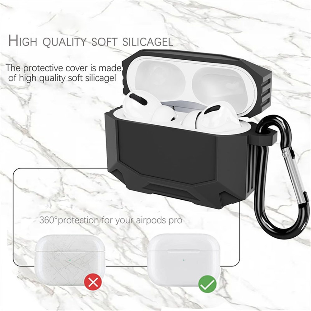 DIROSE A19 Drop Proof Protective Soft Skin Silicone Earphone Case Support Wireless Charging Case with Anti-Lost Ear Hook for AirPods Pro - Black-6