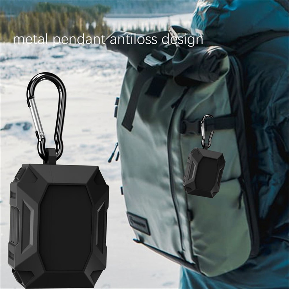 DIROSE A19 Drop Proof Protective Soft Skin Silicone Earphone Case Support Wireless Charging Case with Anti-Lost Ear Hook for AirPods Pro - Black-7