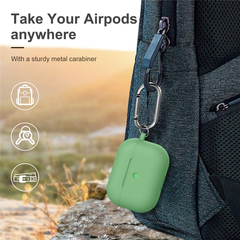 Coque Épais Silicone Cover Case Bluetooth Écouteurs Protector Pour Apple AirPods Pro - Menthe Verte-6