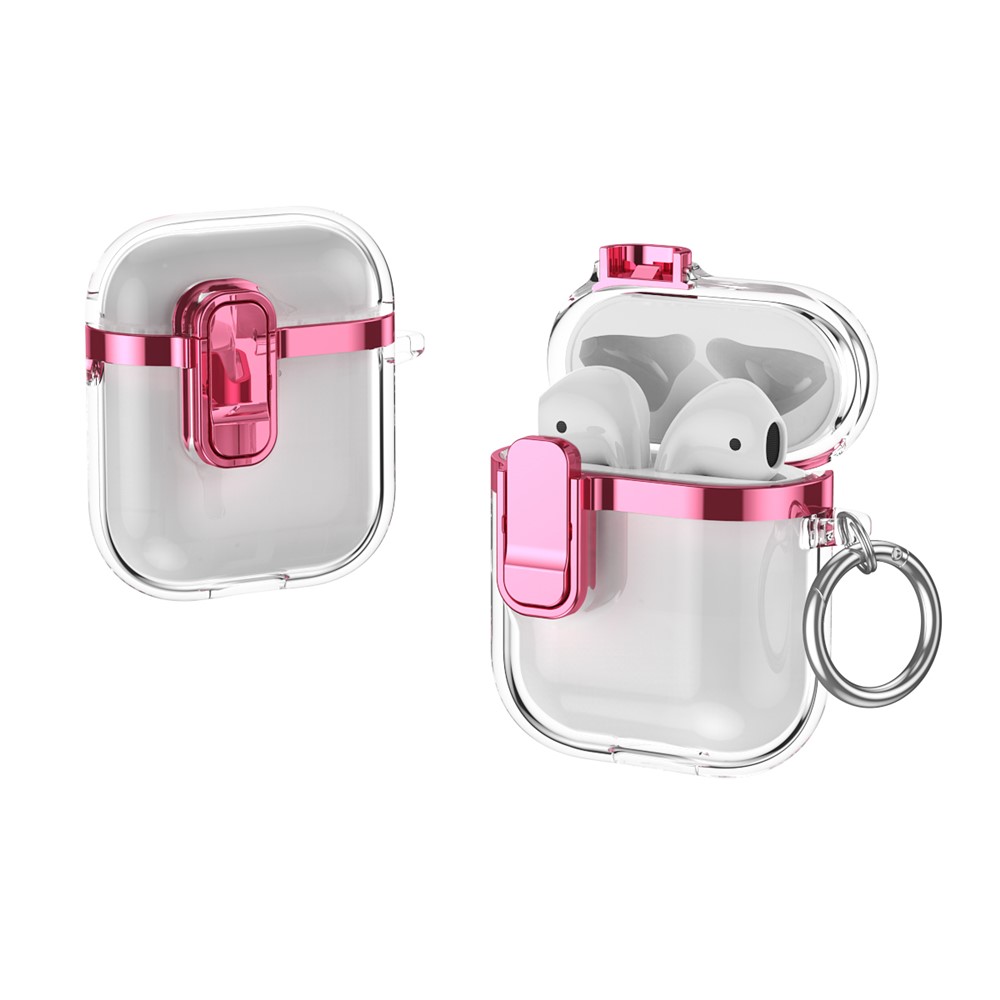 For Apple AirPods with Charging Case (2016) / (2019) / AirPods with Wireless Charging Case (2019) Clear Electroplated Earphone Cover - Pink