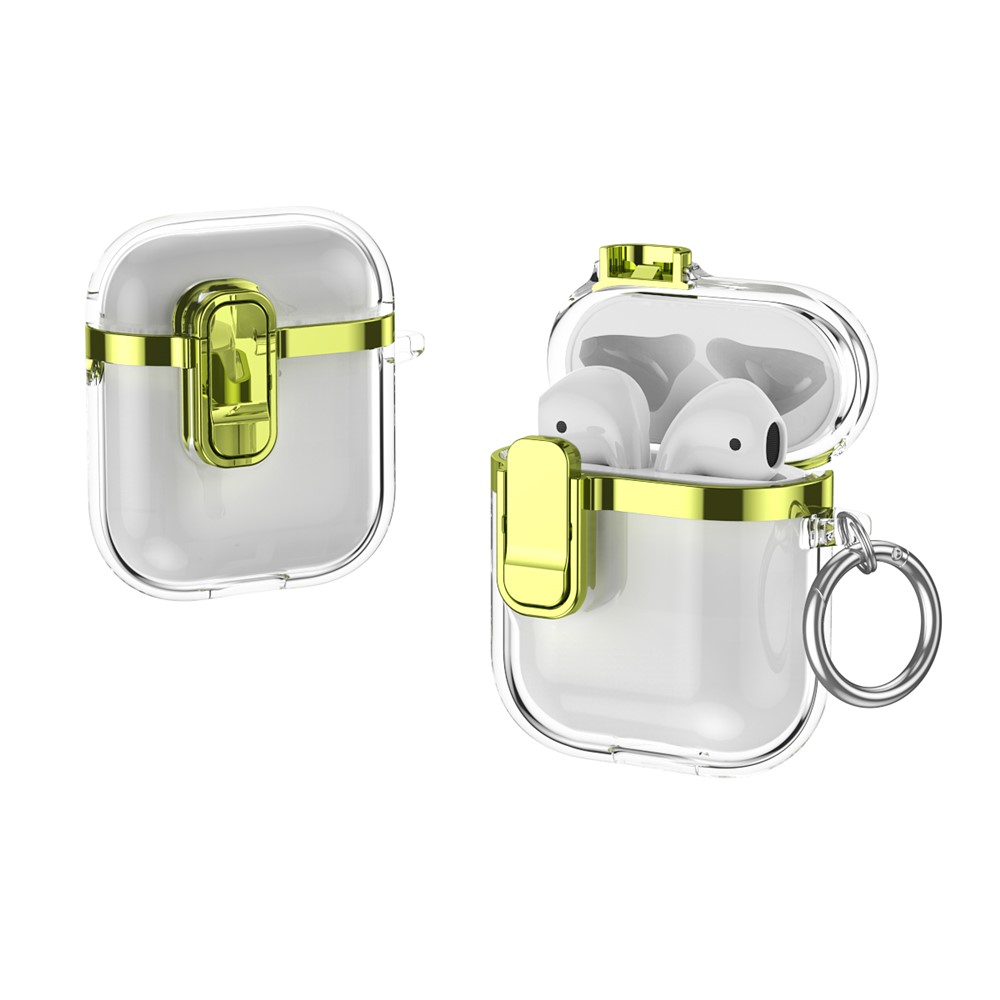 For Apple AirPods with Charging Case (2016)  /  (2019)  /  AirPods with Wireless Charging Case (2019) Clear Electroplated Earphone Cover - Green