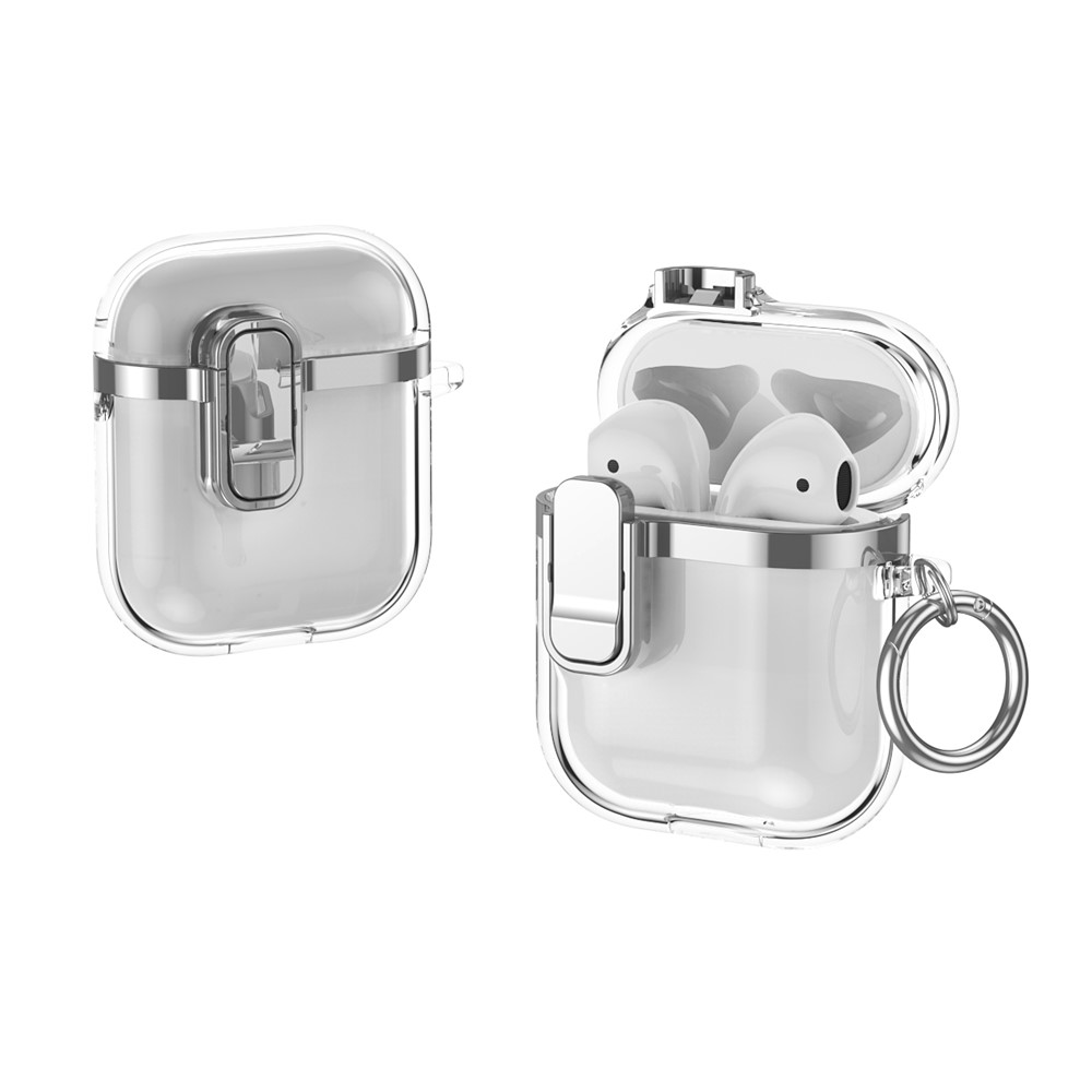 For Apple AirPods with Charging Case (2016)  /  (2019)  /  AirPods with Wireless Charging Case (2019) Clear Electroplated Earphone Cover - Silver
