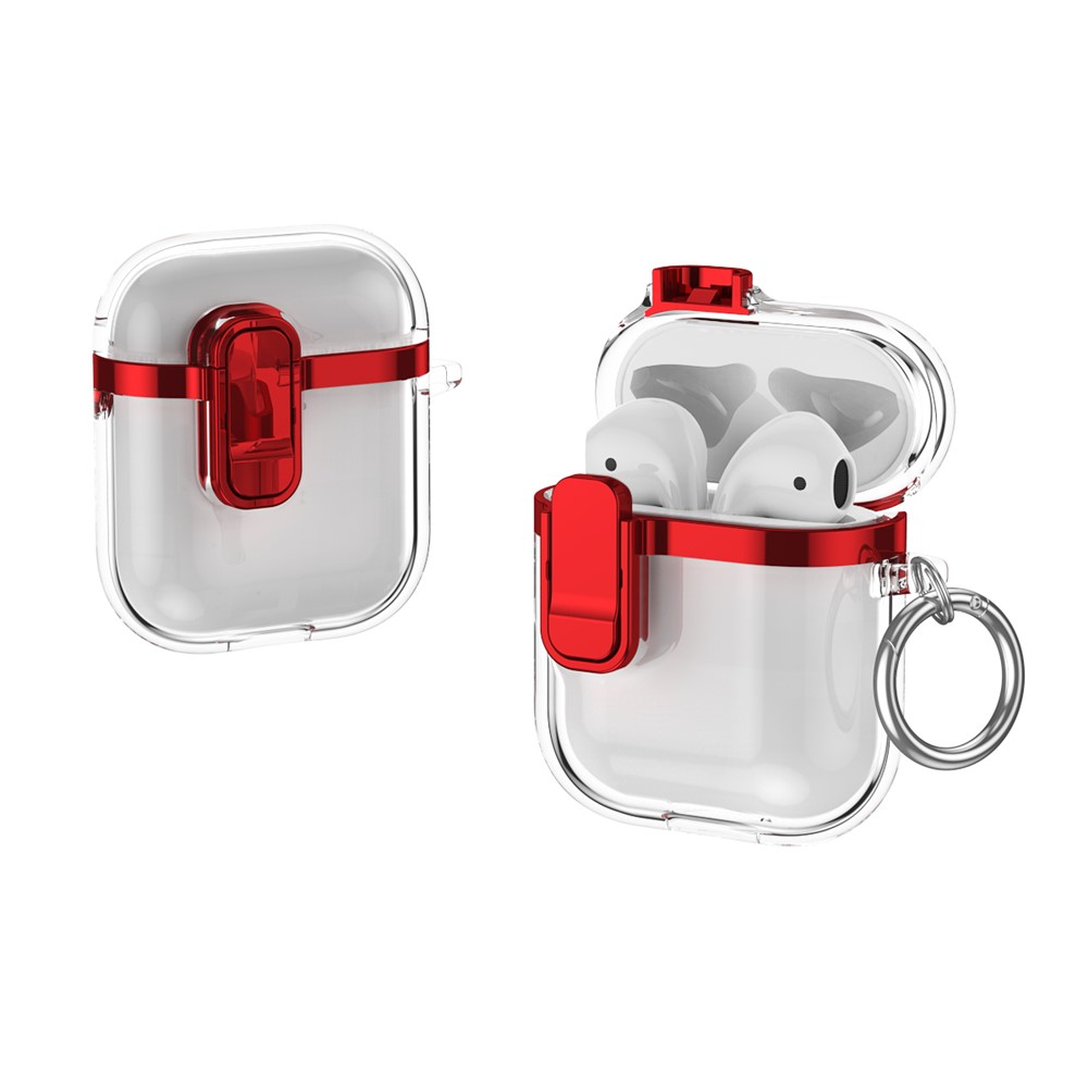 For Apple AirPods with Charging Case (2016)  /  (2019)  /  AirPods with Wireless Charging Case (2019) Clear Electroplated Earphone Cover - Red