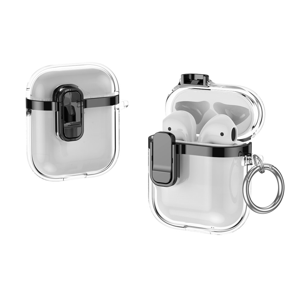 For Apple AirPods with Charging Case (2016)  /  (2019)  /  AirPods with Wireless Charging Case (2019) Clear Electroplated Earphone Cover - Black