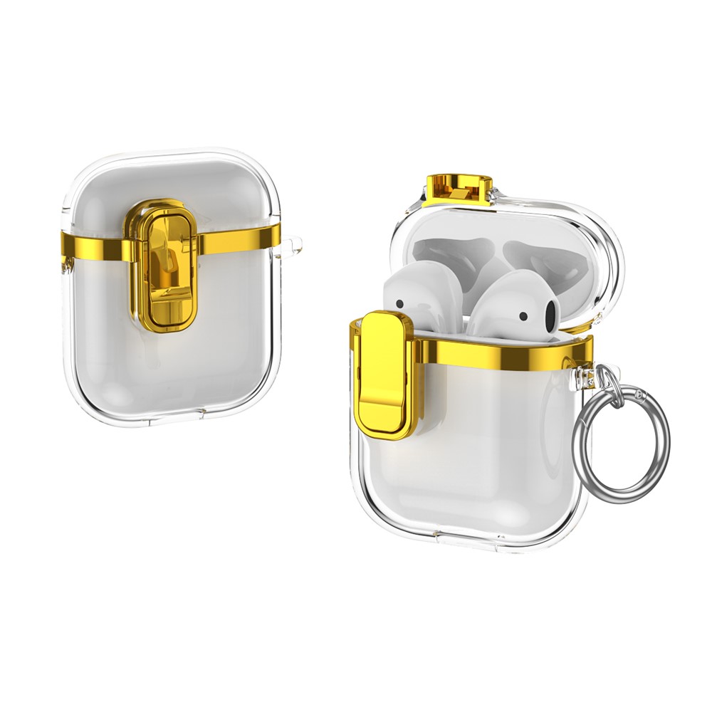 For Apple AirPods with Charging Case (2016) / (2019) / AirPods with Wireless Charging Case (2019) Clear Electroplated Earphone Cover - Gold