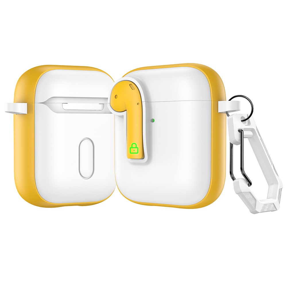 Colorful Lock Earphone Case For Apple AirPods with Wireless Charging Case (2019) / AirPods with Charging Case (2016) / (2019) - White / Yellow