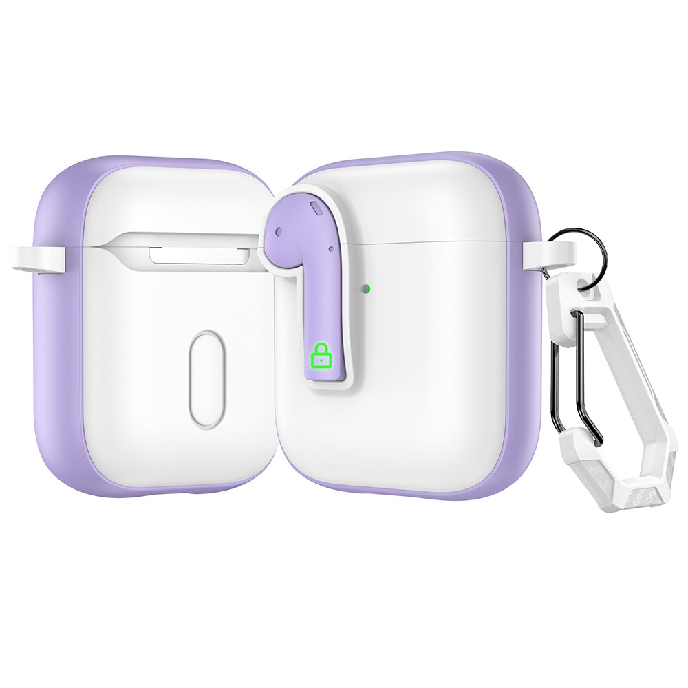 Colorful Lock Earphone Case For Apple AirPods with Wireless Charging Case (2019) / AirPods with Charging Case (2016) / (2019) - White / Purple