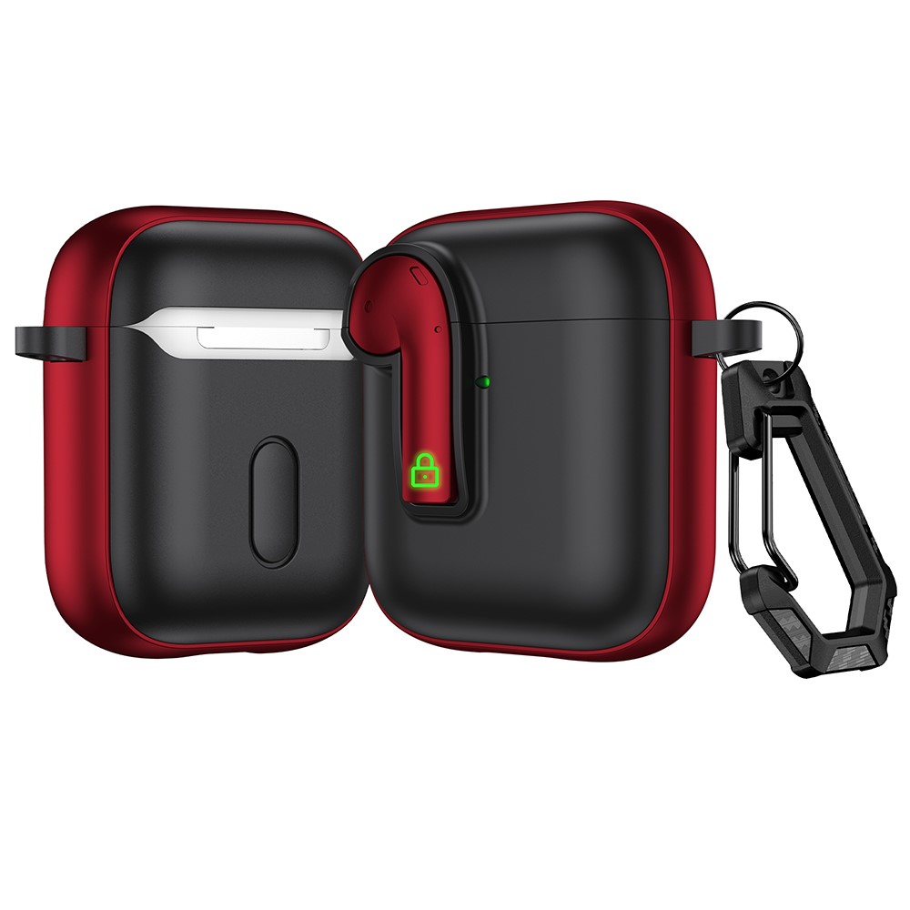 Colorful Lock Earphone Case For Apple AirPods with Wireless Charging Case (2019) / AirPods with Charging Case (2016) / (2019) - Black / Red