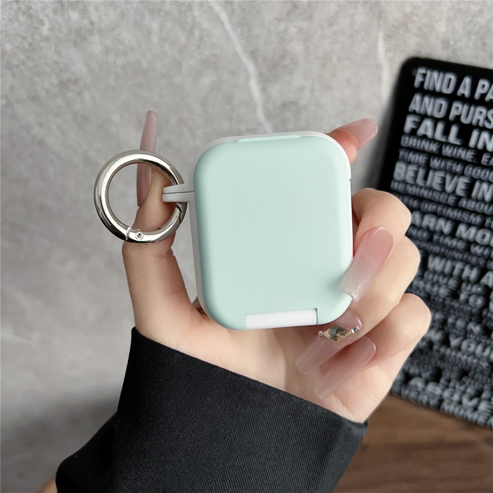 Protective Case for Apple AirPods with Wireless Charging Case (2019) / with Charging Case (2019) / (2016) TWS Earphone PC + TPU Cover with Hook - Green